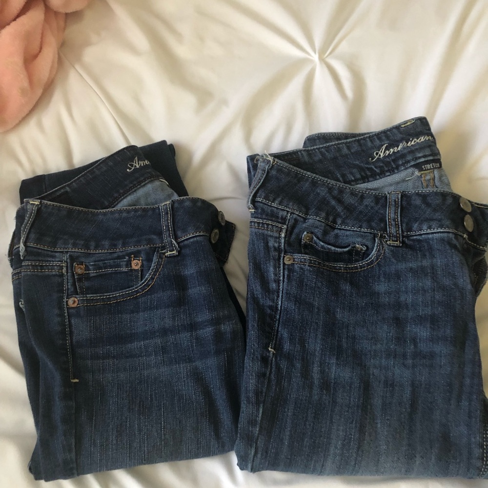 Two pairs of size 4 American eagle artist jean